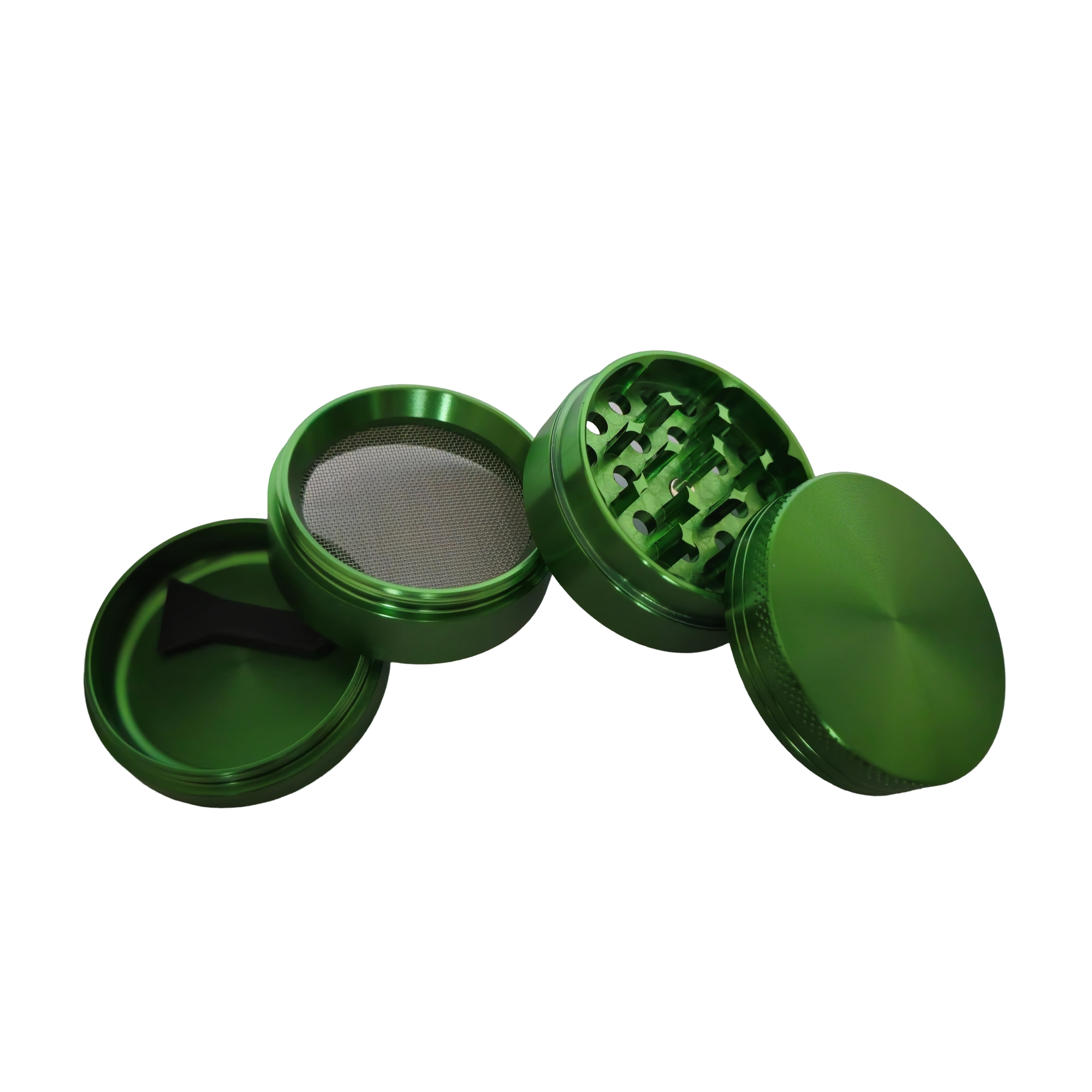 Vierteiliger grüner Grinder aus hochwertigem Aluminium