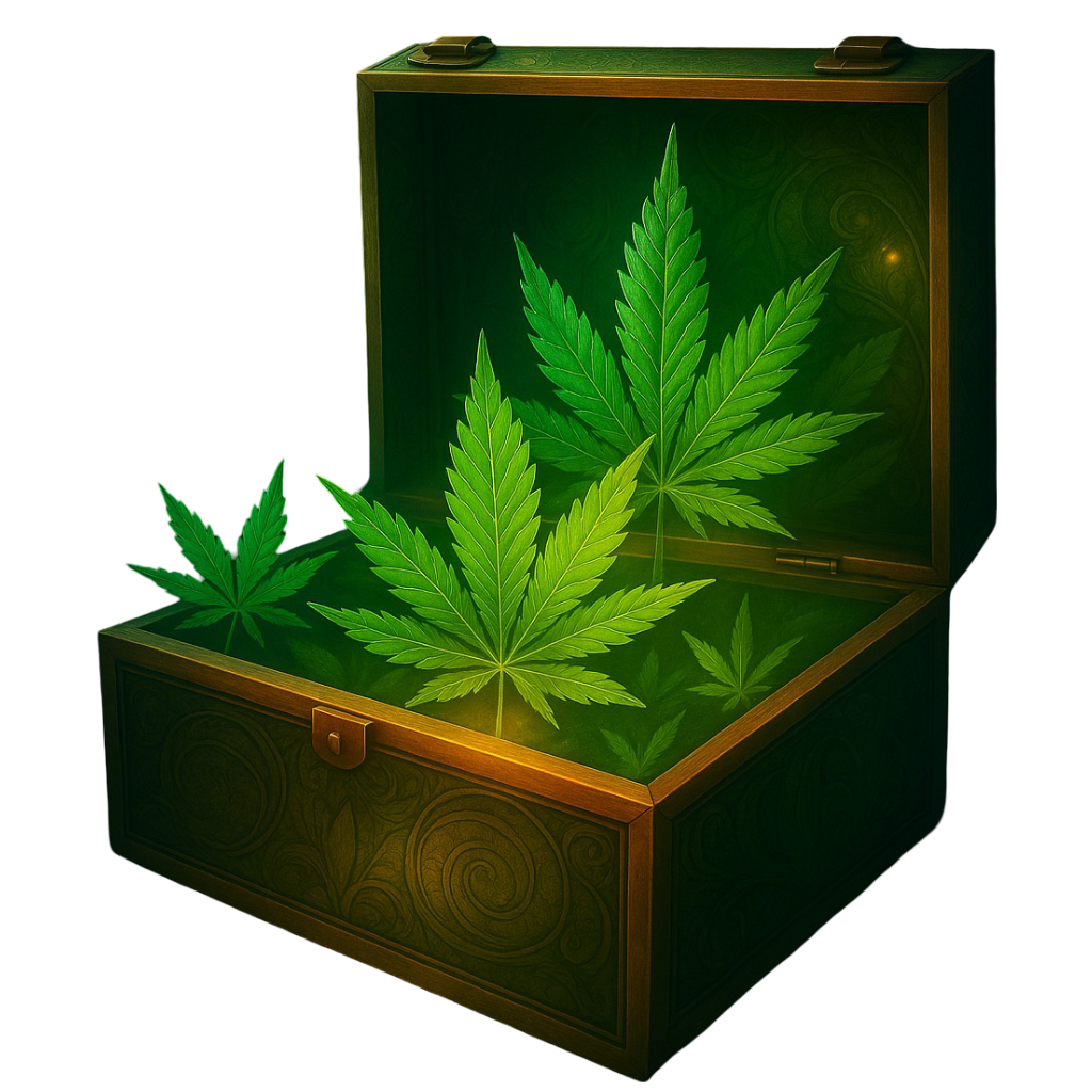 Weed Box mit Cannabis Hanf Blättern