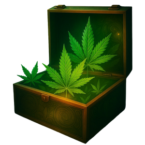 Weed Box mit Cannabis Hanf Blättern