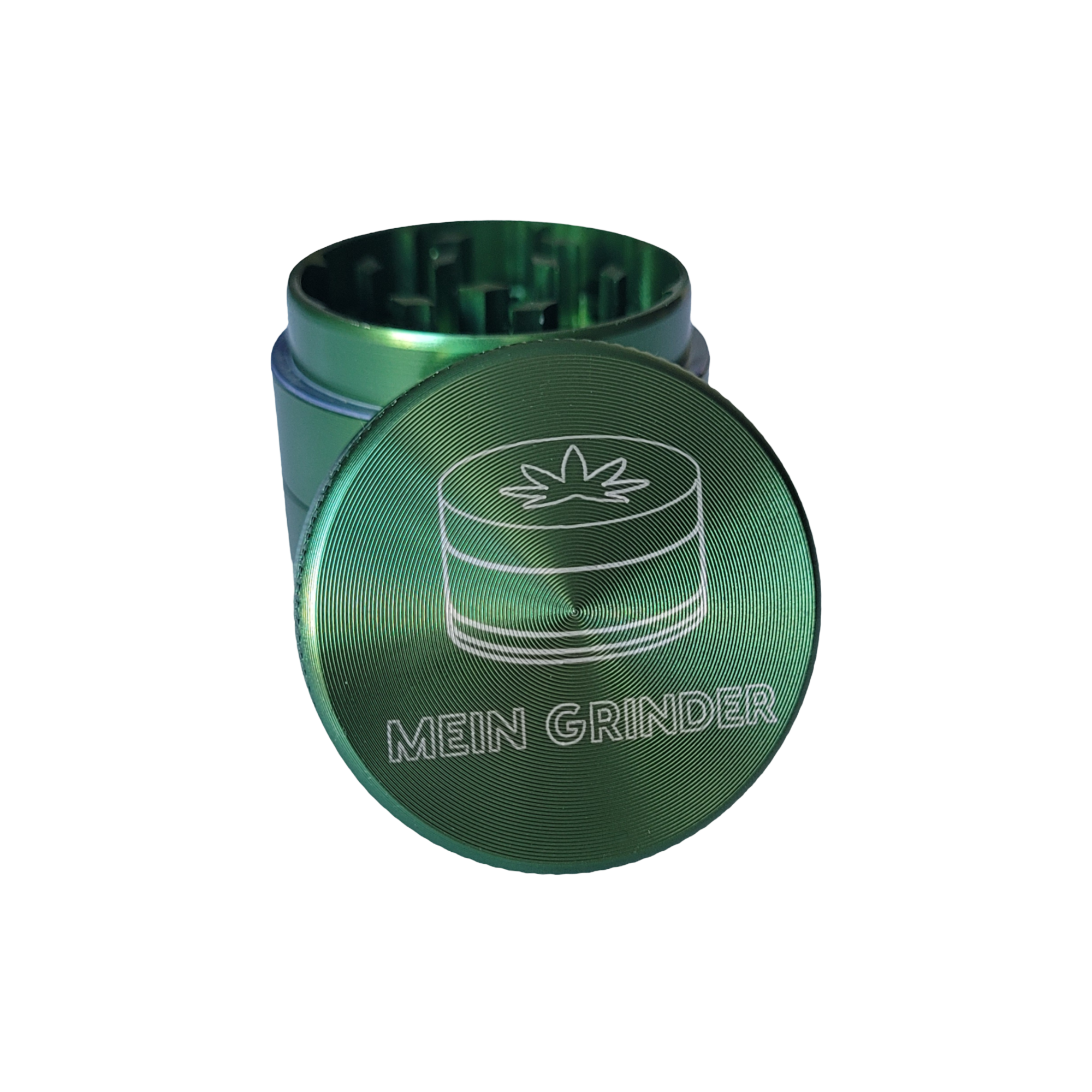 Grüner personalisierter Grinder mit dem Logo graviert von Mein Grinder