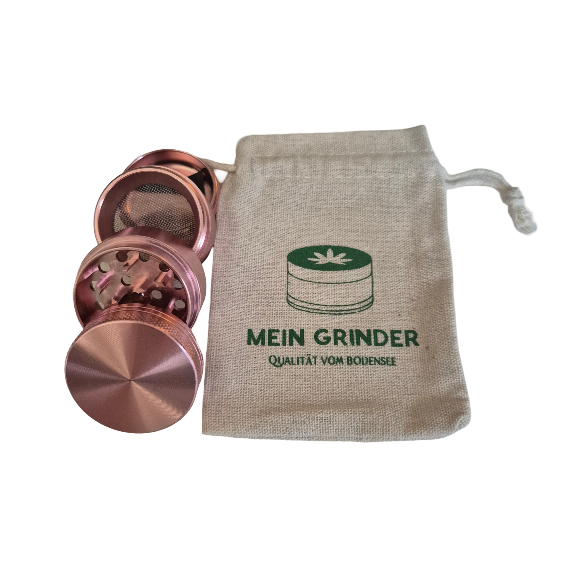 Pinker Grinder in 4 Teilen als Geschenk für Kiffer Freundin