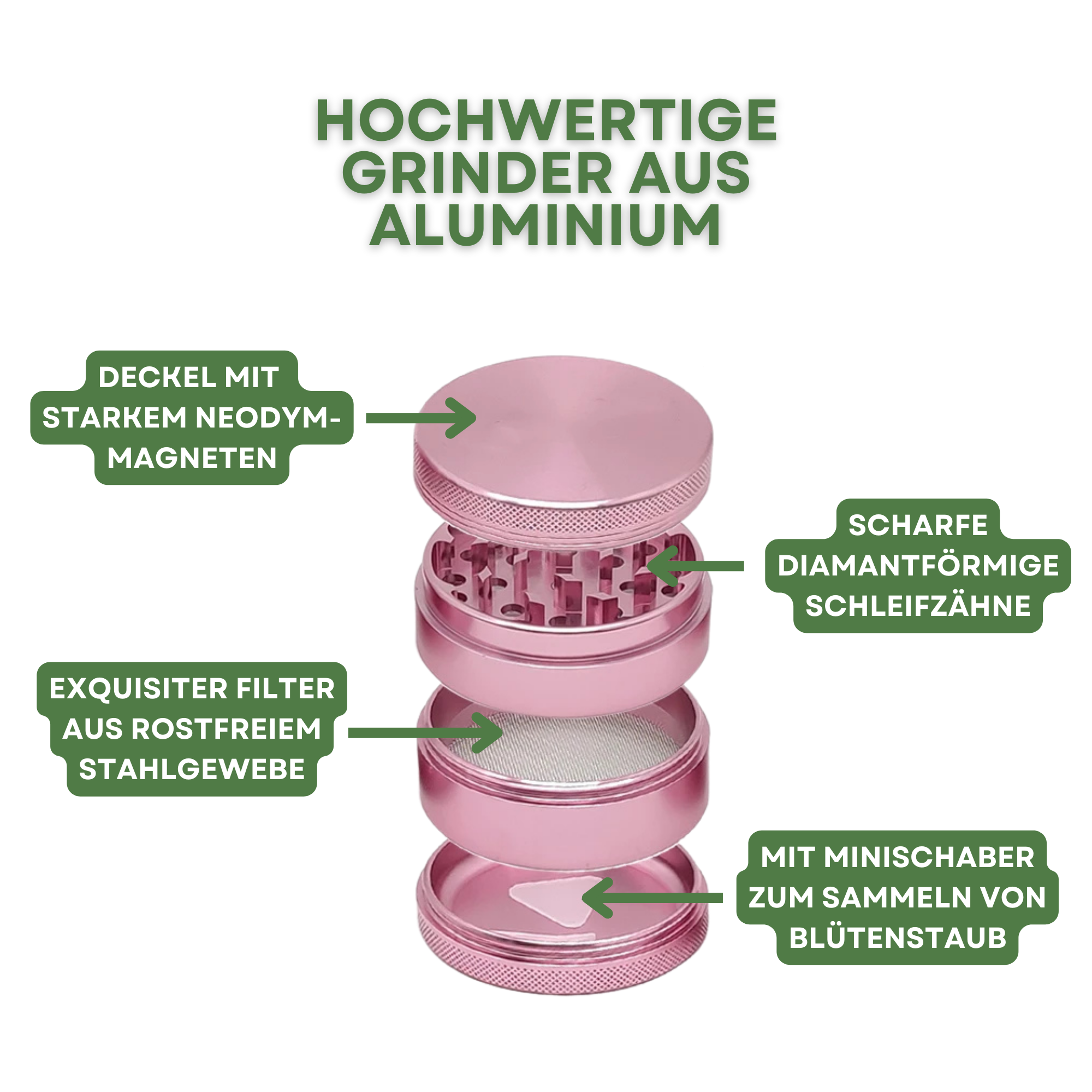 Aluminium Grinder mit Gravur (50mm)