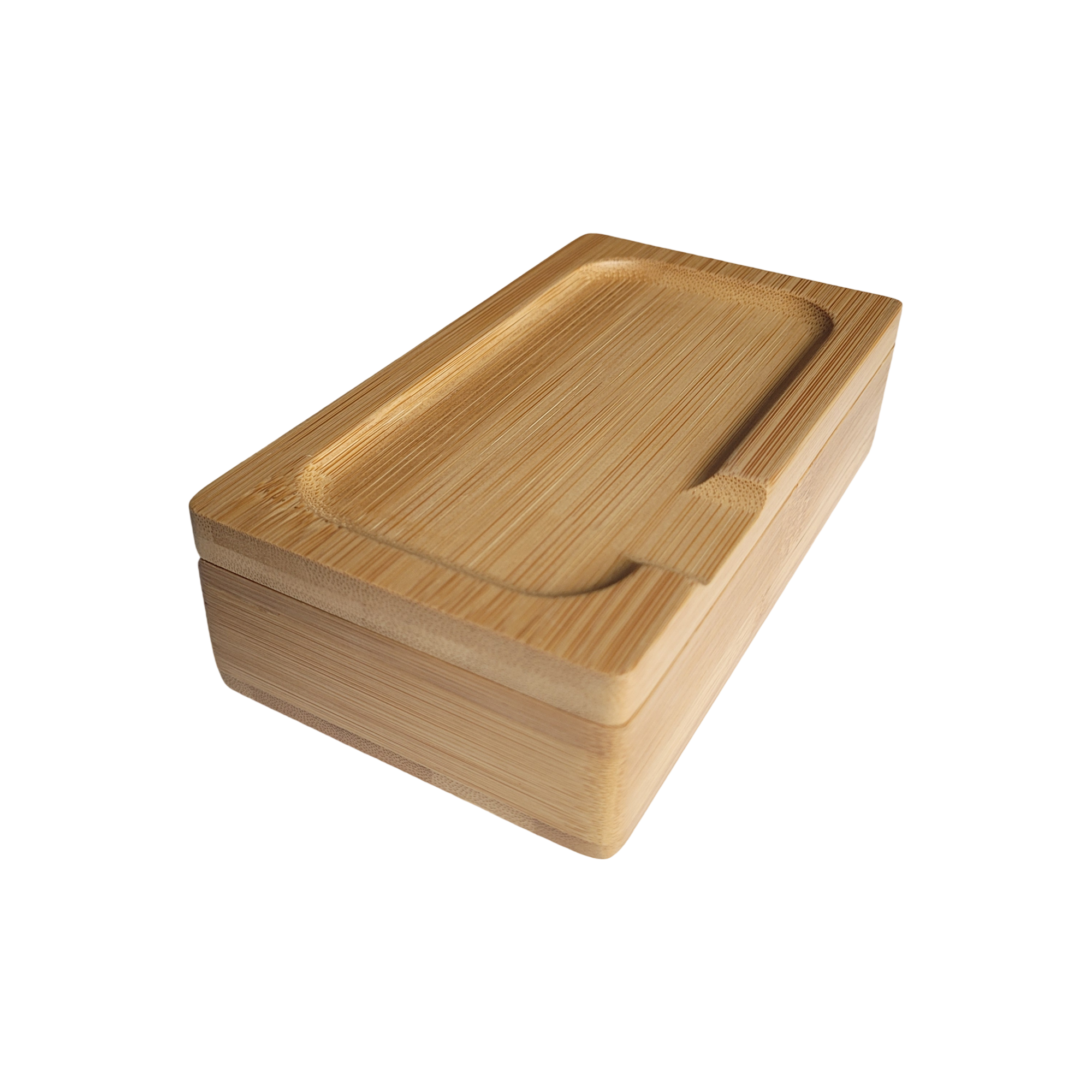 Weed Aufbewahrungsbox aus Holz im Hosentaschenformt und mit Rolling Tray