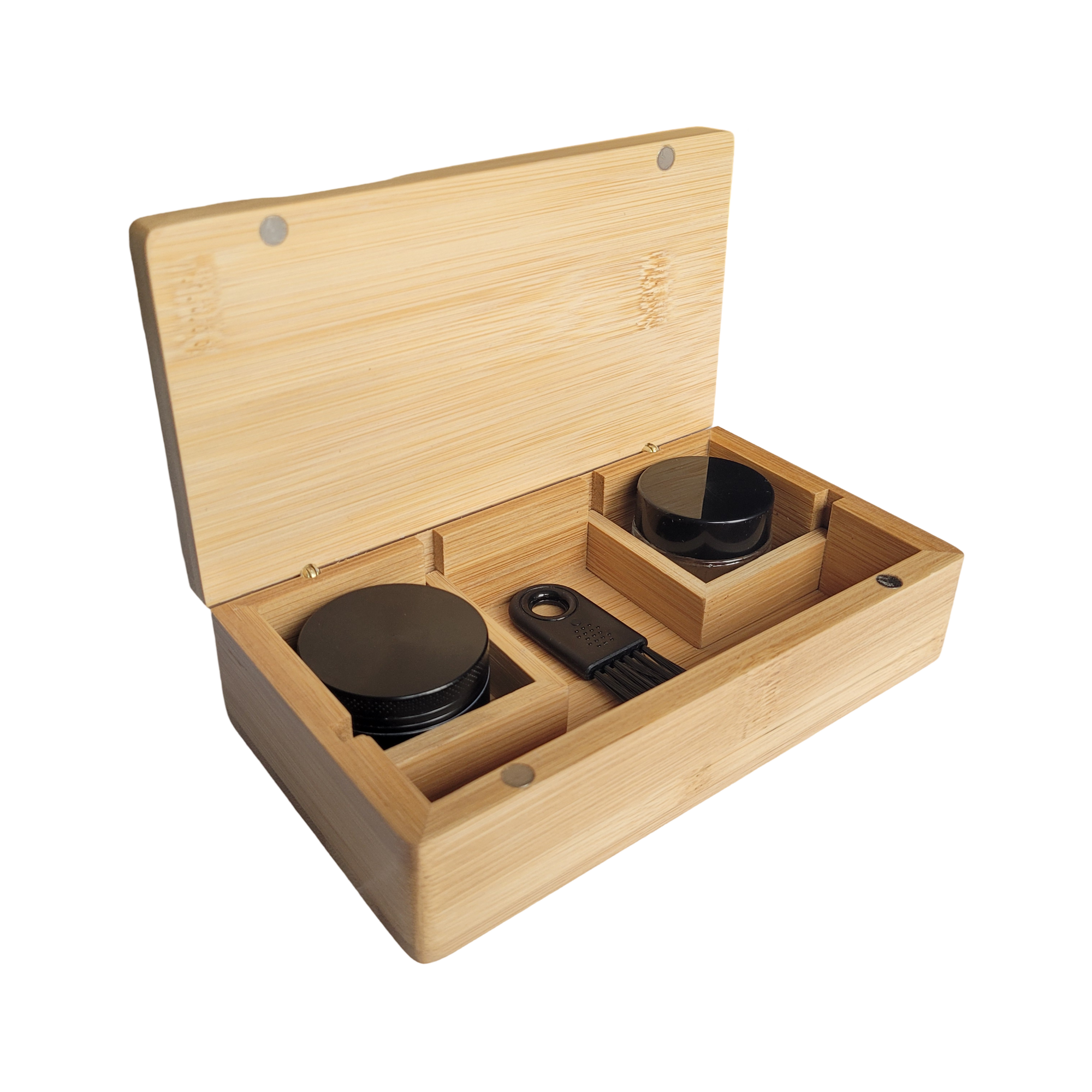 Mini Stashbox aus Holz im Hosentaschenformt und Kiffer Zubehör